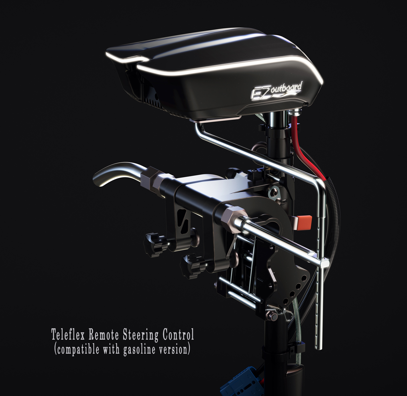 EZ outboard, EZ-outboard, Pontoon, remote control, teleflex control, electric outboard motor, electric inboard motor